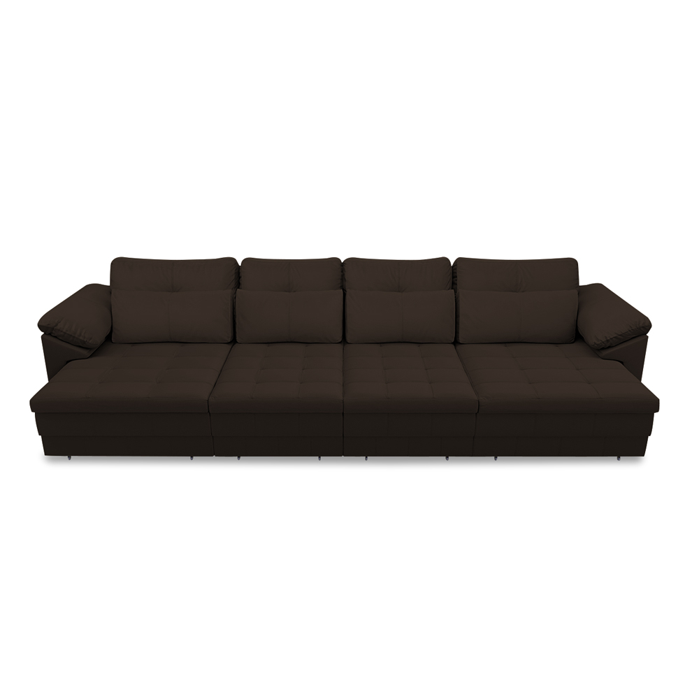 Sofá Retrátil Elétrico Sala de Estar Nolan Bipartido 379cm Conforto Premium em Couro Marrom G58 - Gran Belo