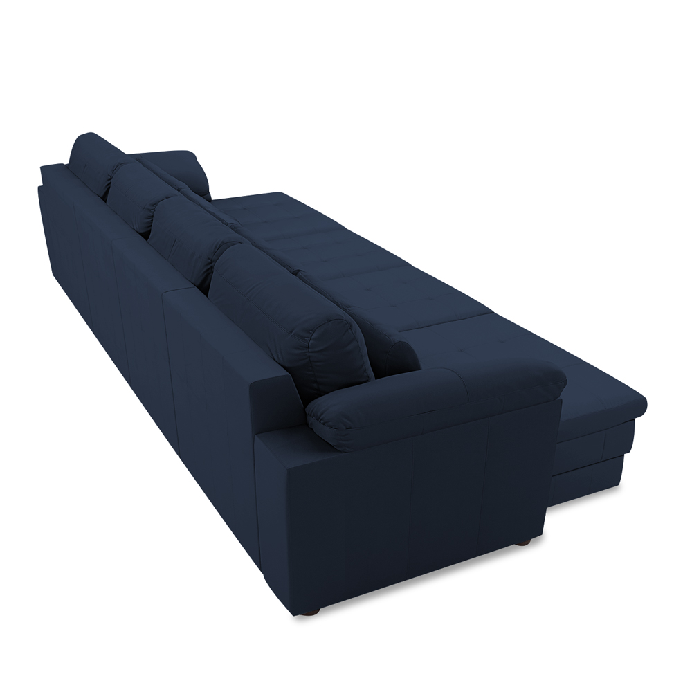 Sofá Retrátil Elétrico Sala de Estar Nolan Bipartido 414cm Conforto Premium em Couro Azul Marinho G58 - Gran Belo
