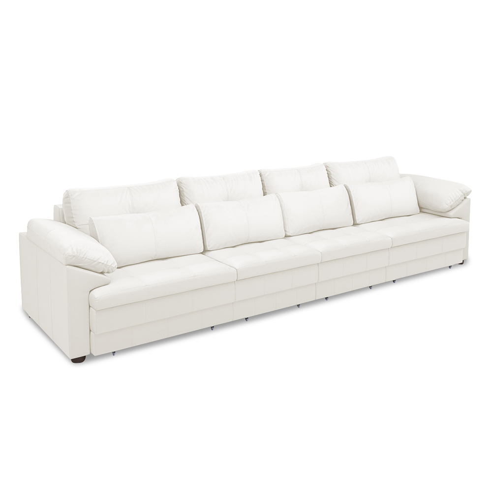 Sofá Retrátil Elétrico Sala de Estar Nolan Bipartido 414cm Conforto Premium em Couro Branco G58 - Gran Belo