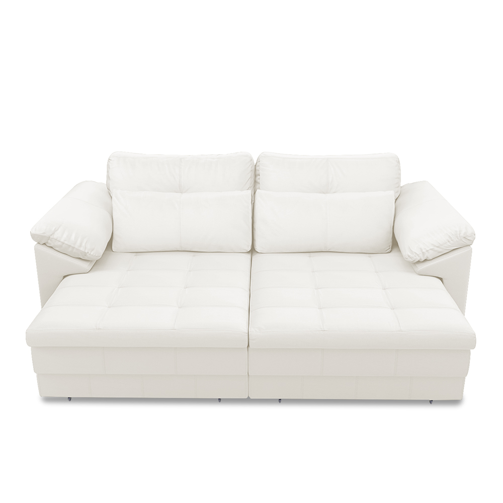 Sofá Retrátil Manual Sala de Estar Nolan Bipartido 215cm Conforto Premium em Couro Branco G58 - Gran Belo