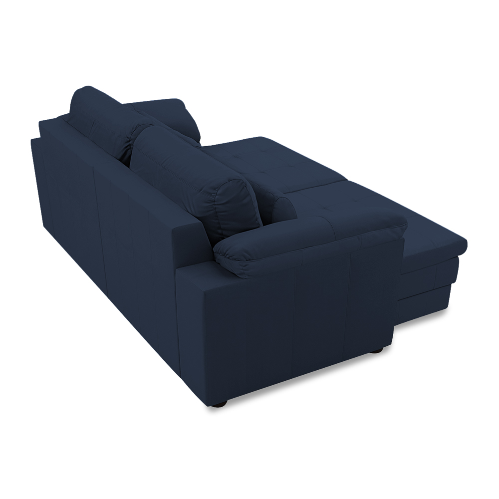 Sofá Retrátil Manual Sala de Estar Nolan Bipartido 250cm Conforto Premium em Couro Azul Marinho G58 - Gran Belo