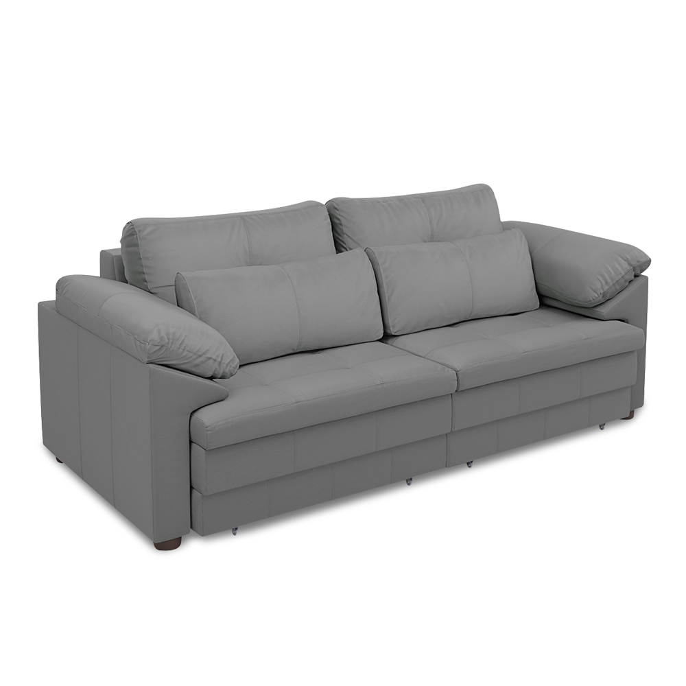 Sofá Retrátil Manual Sala de Estar Nolan Bipartido 250cm Conforto Premium em Couro Cinza G58 - Gran Belo