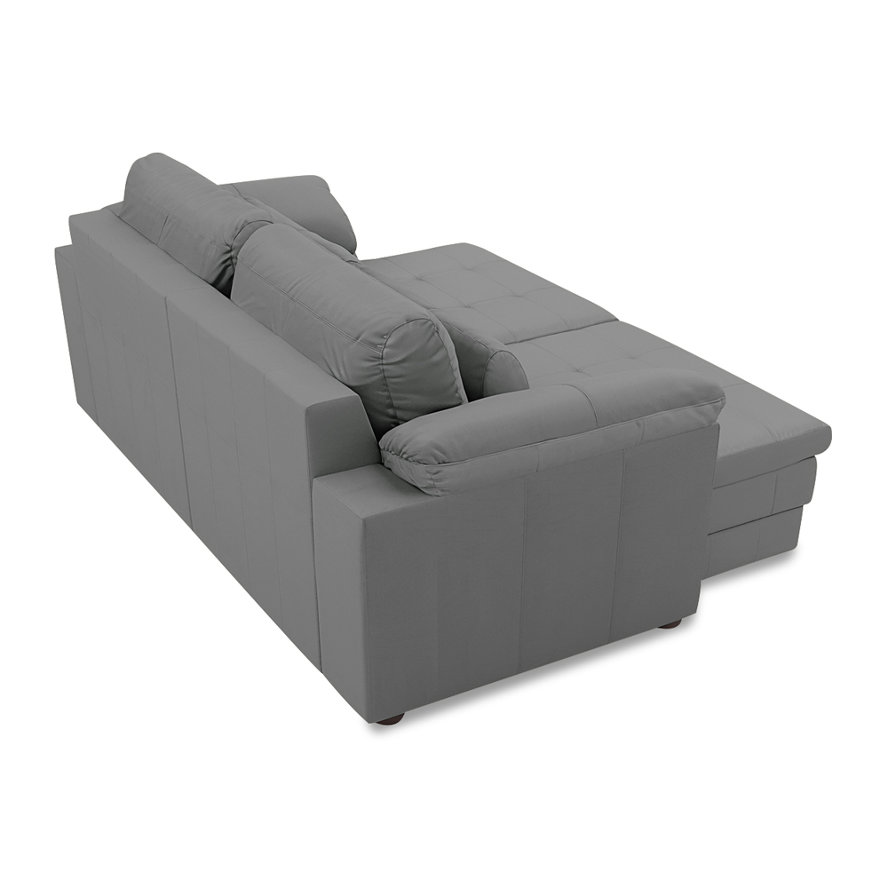 Sofá Retrátil Manual Sala de Estar Nolan Bipartido 250cm Conforto Premium em Couro Cinza G58 - Gran Belo