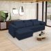 Sofá Retrátil Manual Sala de Estar Nolan Bipartido 257cm Conforto Premium em Couro Azul Marinho G58 - Gran Belo
