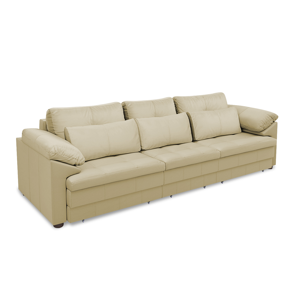 Sofá Retrátil Manual Sala de Estar Nolan Bipartido 257cm Conforto Premium em Couro Bege G58 - Gran Belo