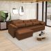 Sofá Retrátil Manual Sala de Estar Nolan Bipartido 257cm Conforto Premium em Couro Caramelo G58 - Gran Belo