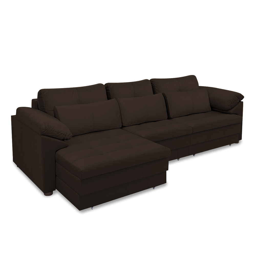 Sofá Retrátil Manual Sala de Estar Nolan Bipartido 257cm Conforto Premium em Couro Marrom G58 - Gran Belo
