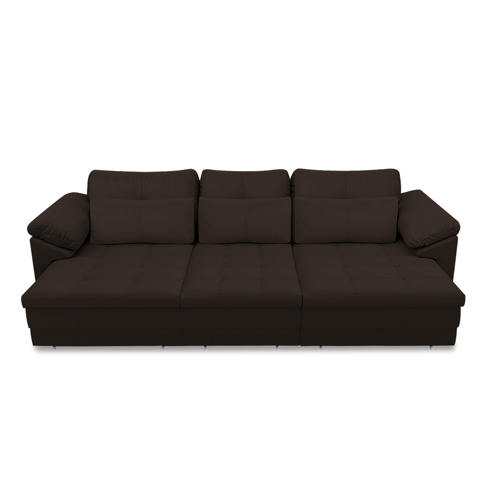 Sofá Retrátil Manual Sala de Estar Nolan Bipartido 257cm Conforto Premium em Couro Marrom G58 - Gran Belo