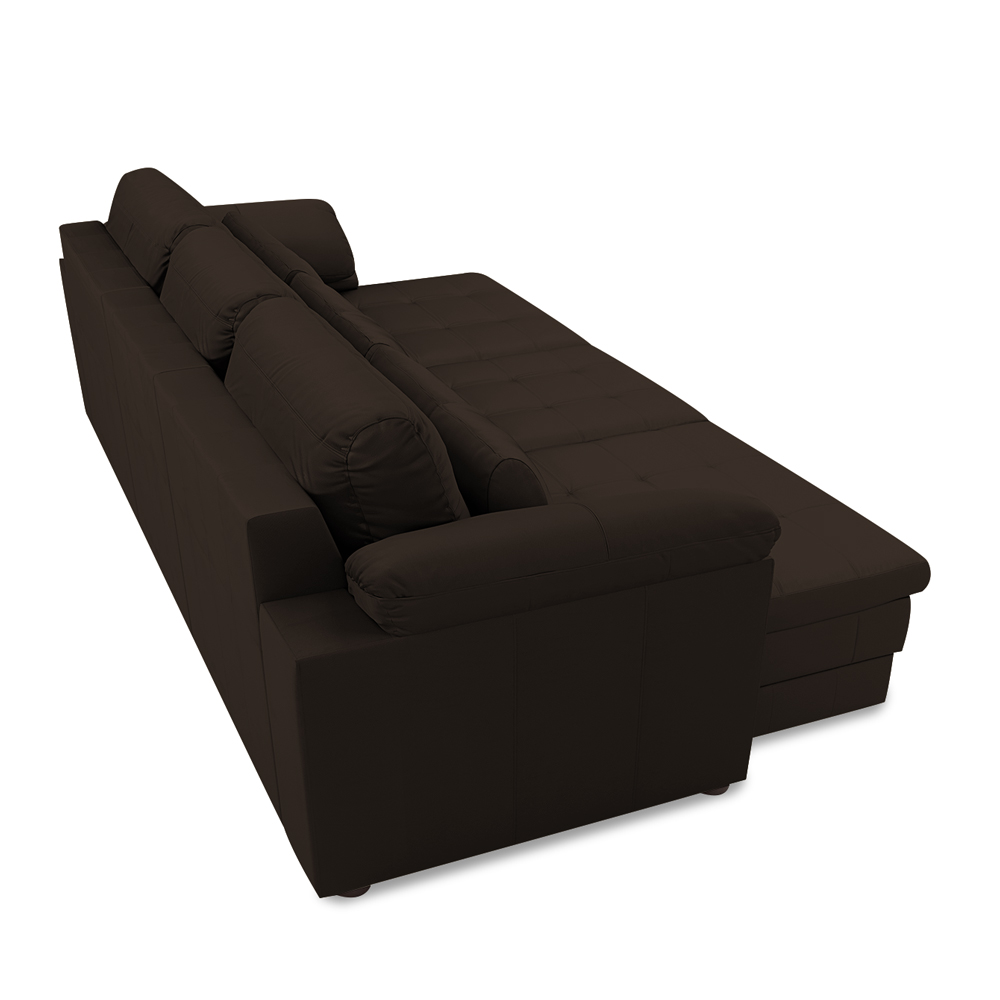 Sofá Retrátil Manual Sala de Estar Nolan Bipartido 257cm Conforto Premium em Couro Marrom G58 - Gran Belo