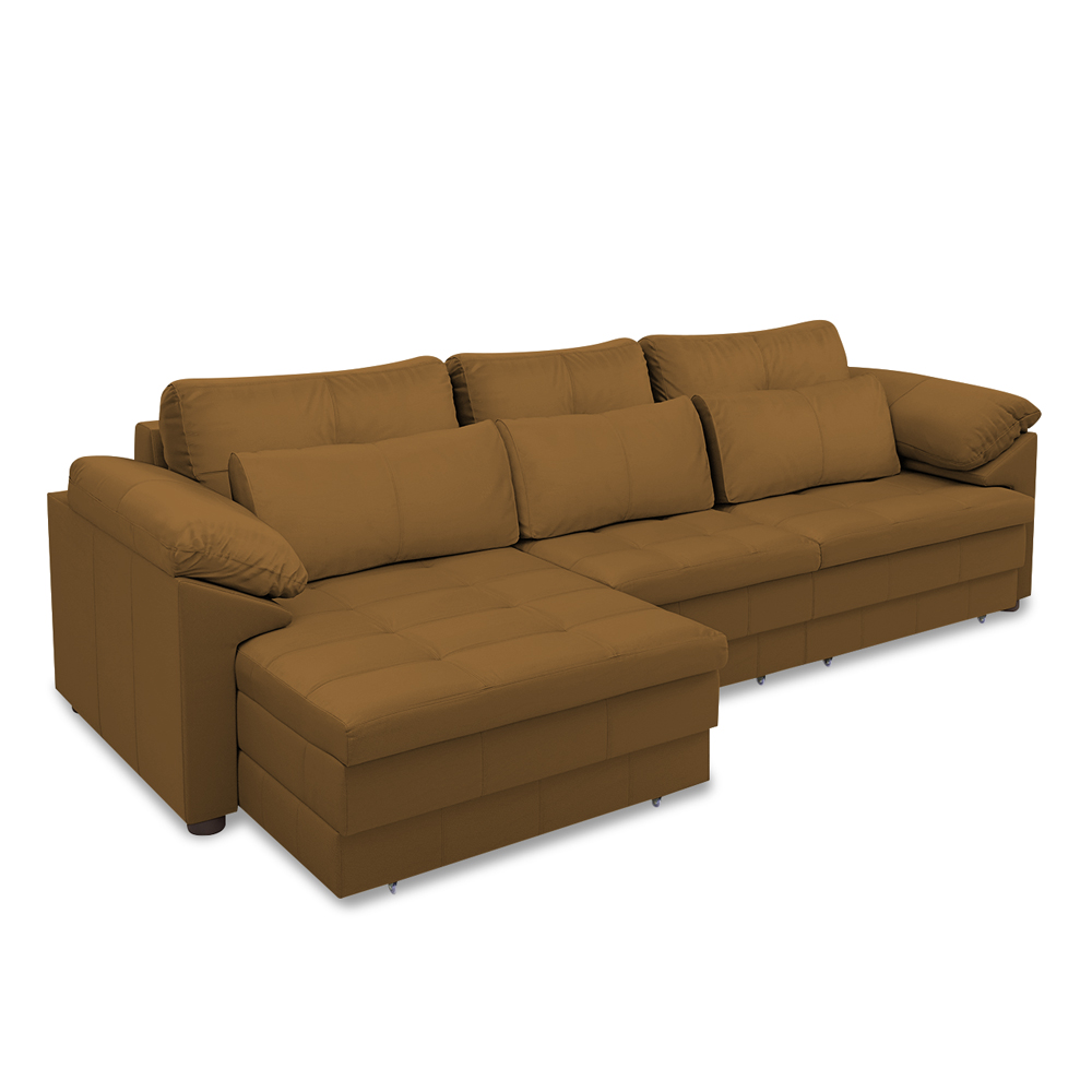 Sofá Retrátil Manual Sala de Estar Nolan Bipartido 257cm Conforto Premium em Couro Mel G58 - Gran Belo