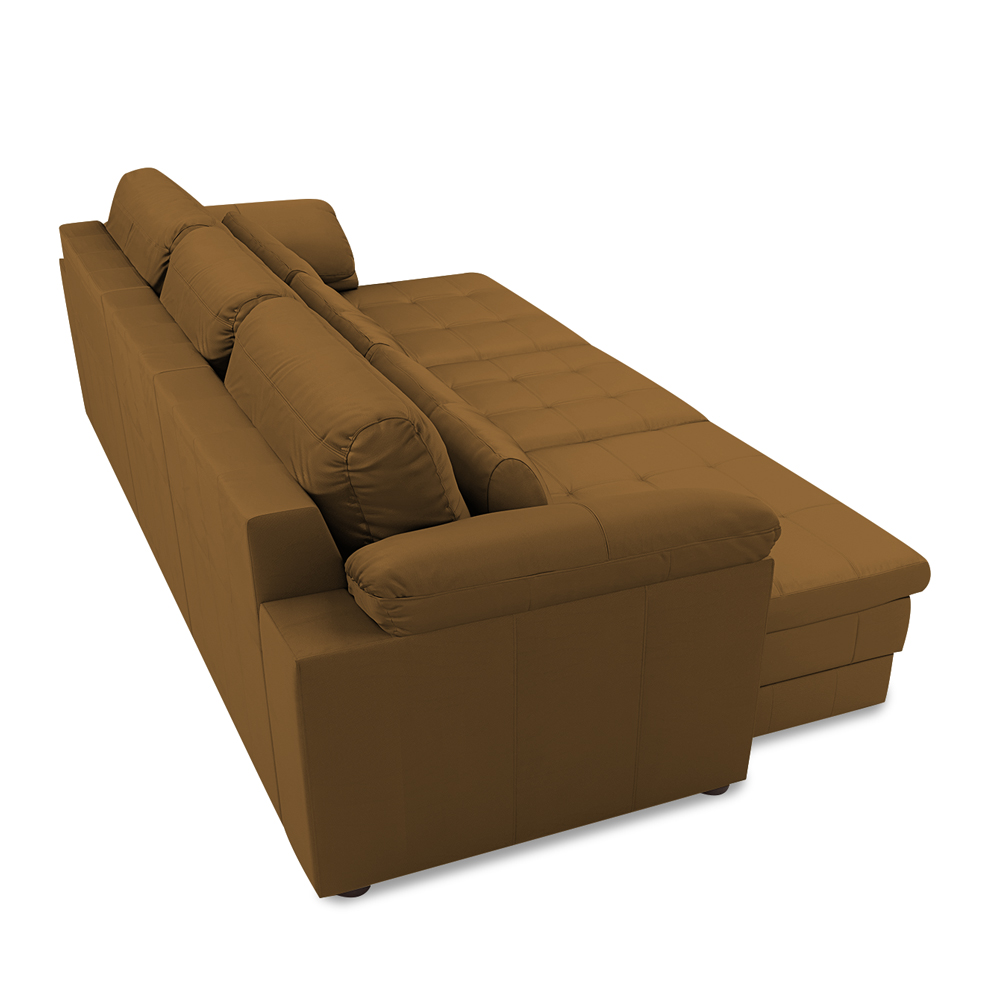 Sofá Retrátil Manual Sala de Estar Nolan Bipartido 257cm Conforto Premium em Couro Mel G58 - Gran Belo
