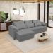 Sofá Retrátil Manual Sala de Estar Nolan Bipartido 297cm Conforto Premium em Couro Cinza G58 - Gran Belo