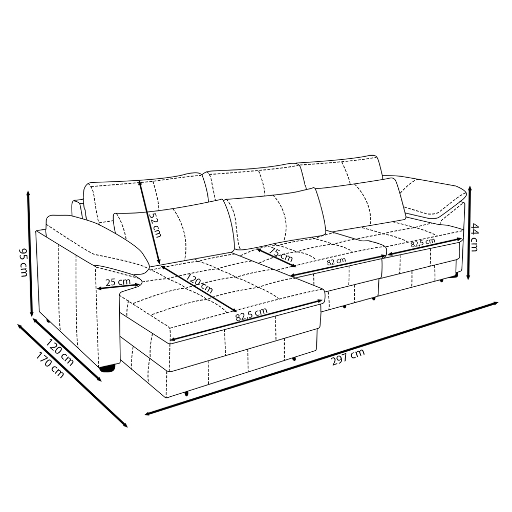Sofá Retrátil Manual Sala de Estar Nolan Bipartido 297cm Conforto Premium em Couro Cinza G58 - Gran Belo