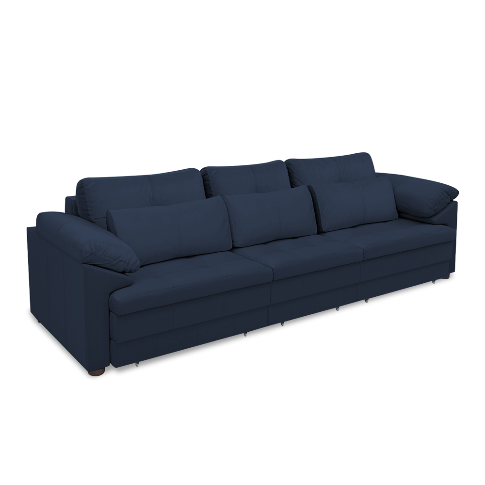 Sofá Retrátil Manual Sala de Estar Nolan Bipartido 332cm Conforto Premium em Couro Azul Marinho G58 - Gran Belo