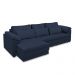 Sofá Retrátil Manual Sala de Estar Nolan Bipartido 332cm Conforto Premium em Couro Azul Marinho G58 - Gran Belo