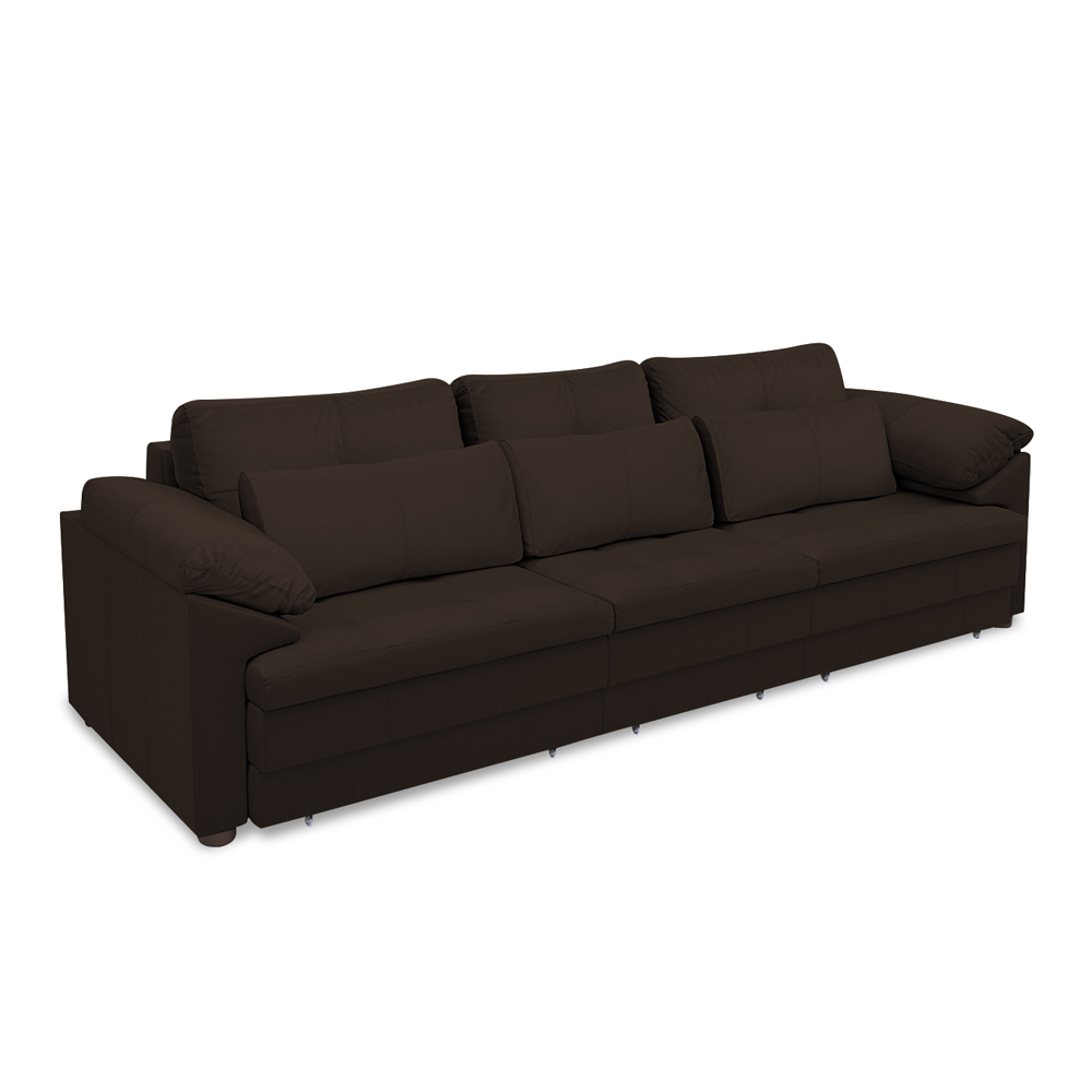 Sofá Retrátil Manual Sala de Estar Nolan Bipartido 332cm Conforto Premium em Couro Marrom G58 - Gran Belo