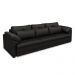 Sofá Retrátil Manual Sala de Estar Nolan Bipartido 332cm Conforto Premium em Couro Preto Brilho G58 - Gran Belo