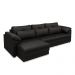 Sofá Retrátil Manual Sala de Estar Nolan Bipartido 332cm Conforto Premium em Couro Preto Brilho G58 - Gran Belo