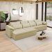 Sofá Retrátil Manual Sala de Estar Nolan Bipartido 339cm Conforto Premium em Couro Bege G58 - Gran Belo