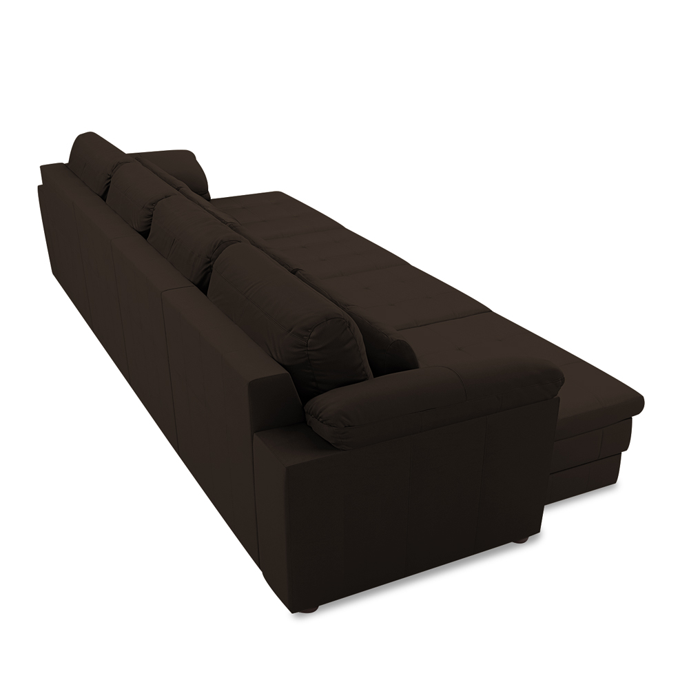 Sofá Retrátil Manual Sala de Estar Nolan Bipartido 339cm Conforto Premium em Couro Marrom G58 - Gran Belo