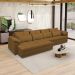 Sofá Retrátil Manual Sala de Estar Nolan Bipartido 339cm Conforto Premium em Couro Mel G58 - Gran Belo