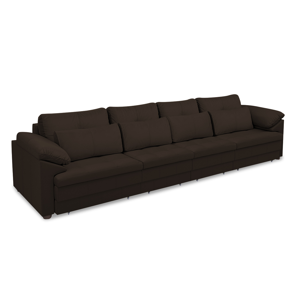 Sofá Retrátil Manual Sala de Estar Nolan Bipartido 379cm Conforto Premium em Couro Marrom G58 - Gran Belo