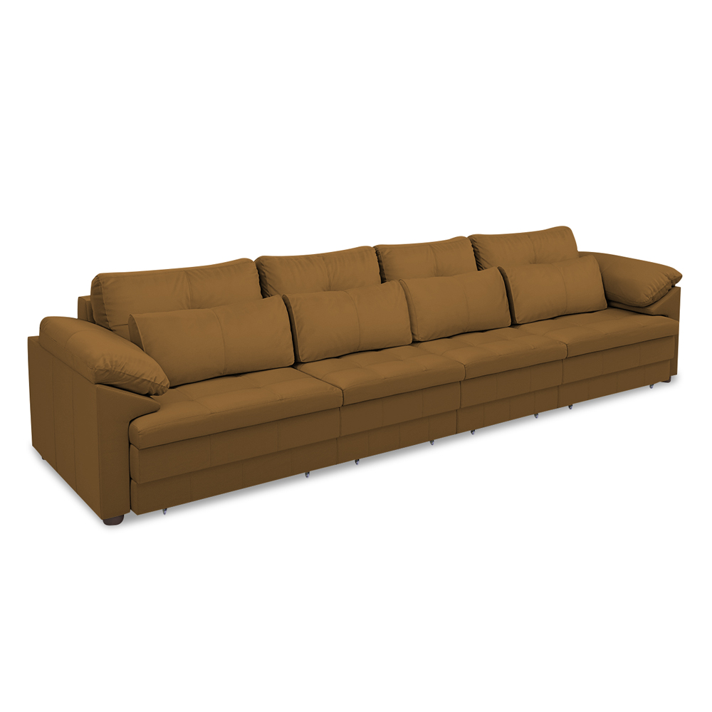 Sofá Retrátil Manual Sala de Estar Nolan Bipartido 379cm Conforto Premium em Couro Mel G58 - Gran Belo