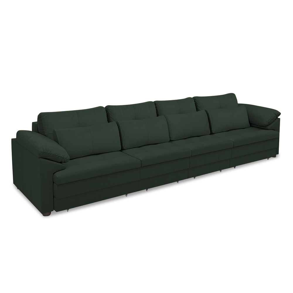 Sofá Retrátil Manual Sala de Estar Nolan Bipartido 379cm Conforto Premium em Couro Verde G58 - Gran Belo