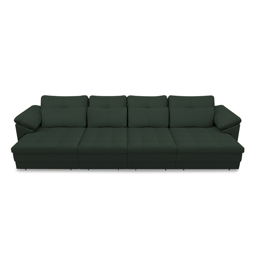 Sofá Retrátil Manual Sala de Estar Nolan Bipartido 379cm Conforto Premium em Couro Verde G58 - Gran Belo