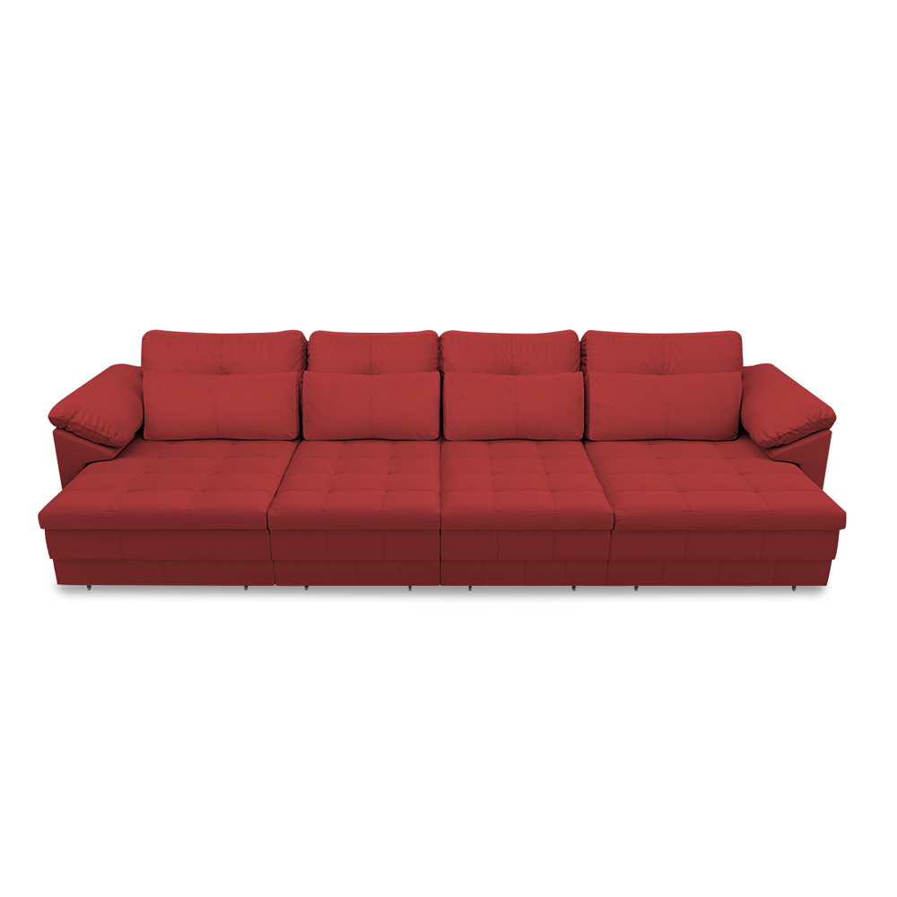 Sofá Retrátil Manual Sala de Estar Nolan Bipartido 379cm Conforto Premium em Couro Vermelho G58 - Gran Belo
