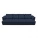 Sofá Retrátil Manual Sala de Estar Nolan Bipartido 414cm Conforto Premium em Couro Azul Marinho G58 - Gran Belo