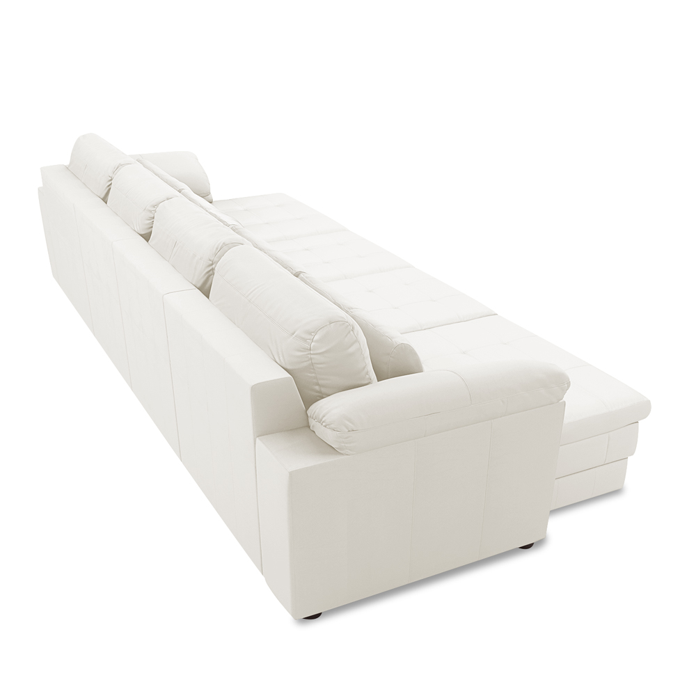 Sofá Retrátil Manual Sala de Estar Nolan Bipartido 414cm Conforto Premium em Couro Branco G58 - Gran Belo