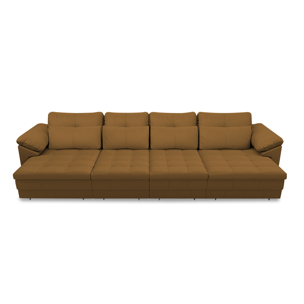 Sofá Retrátil Manual Sala de Estar Nolan Bipartido 414cm Conforto Premium em Couro Mel G58 - Gran Belo