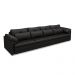 Sofá Retrátil Manual Sala de Estar Nolan Bipartido 414cm Conforto Premium em Couro Preto Brilho G58 - Gran Belo