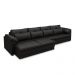 Sofá Retrátil Manual Sala de Estar Nolan Bipartido 414cm Conforto Premium em Couro Preto Brilho G58 - Gran Belo