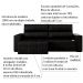 Sofá Retrátil Reclinável 3 Lugares Sala de Estar 244cm Russo Couro Preto G52 - Gran Belo