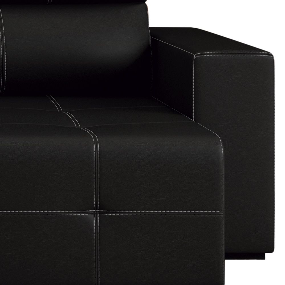 Sofá Retrátil Reclinável 4 Lugares Sala de Estar 264cm Russo Couro Preto G52 - Gran Belo