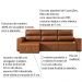 Sofá Retrátil Reclinável 5 Lugares Sala de Estar 314cm Russo Couro Caramelo G52 - Gran Belo