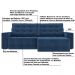 Sofá Retrátil com USB 274cm Elliot Suede Azul Marinho G52 - Gran Belo