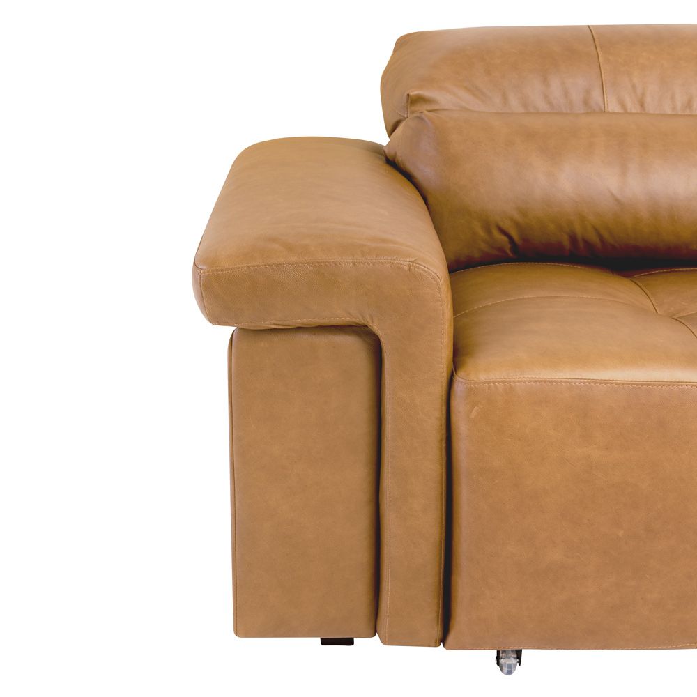 Sofá Retrátil e Reclinável 3 Lugares Maitê 226 cm Couro Camel G43 - Gran Belo