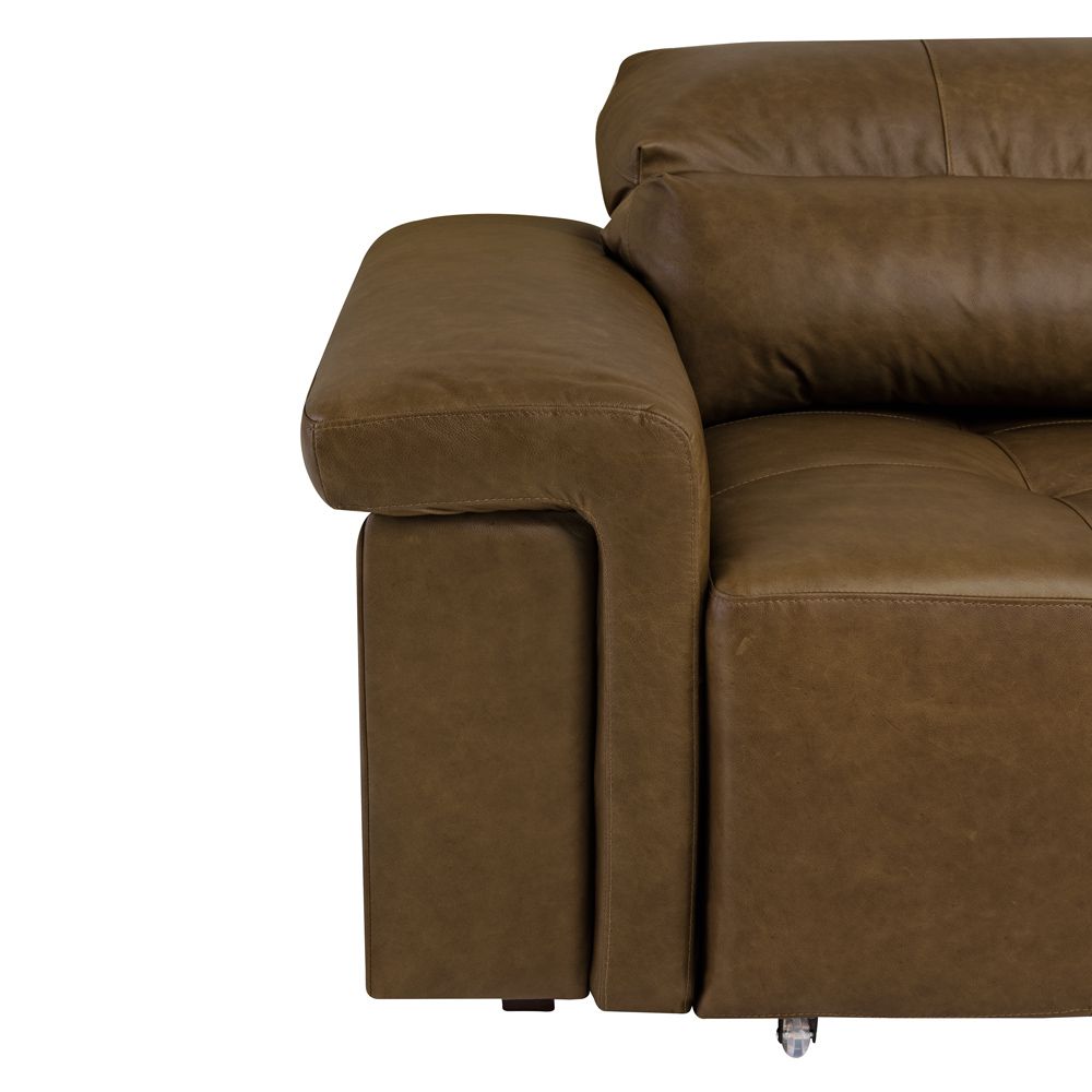 Sofá Retrátil e Reclinável 3 Lugares Maitê 226 cm Couro Castanho G43 - Gran Belo