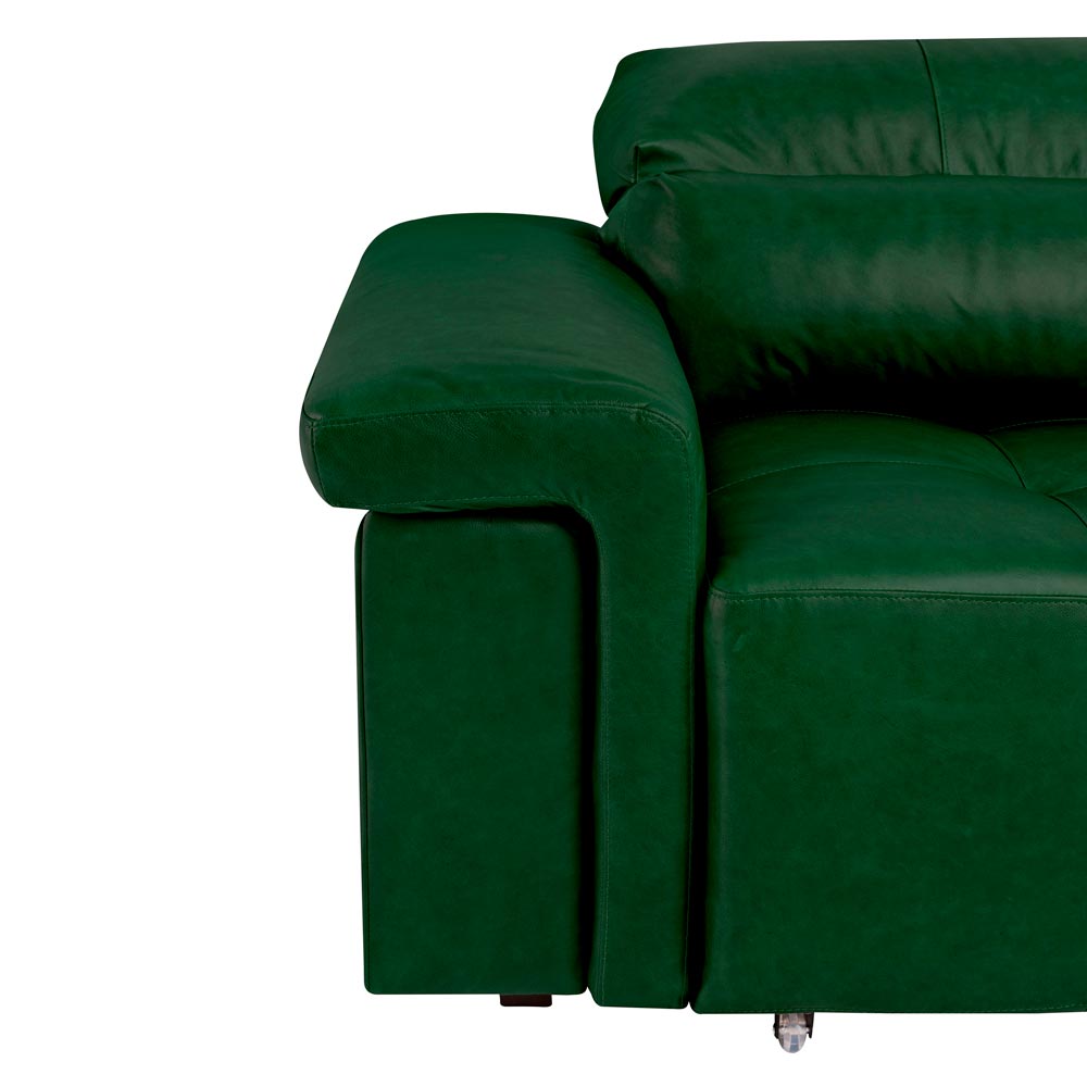 Sofá Retrátil e Reclinável 3 Lugares Maitê 226 cm Couro Verde G43 - Gran Belo