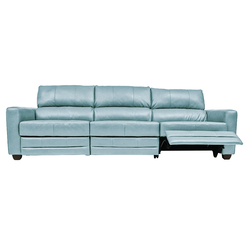 Sofá Sala de Cinema Elétrico Maldivas Reclinável Retrátil 4 Lugares 281cm Couro Azul Celeste G40 - Gran Belo
