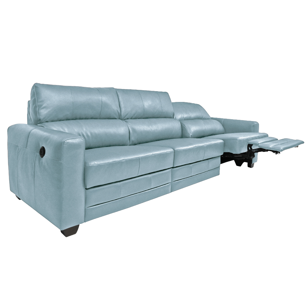 Sofá Sala de Cinema Elétrico Maldivas Reclinável Retrátil 4 Lugares 281cm Couro Azul Celeste G40 - Gran Belo