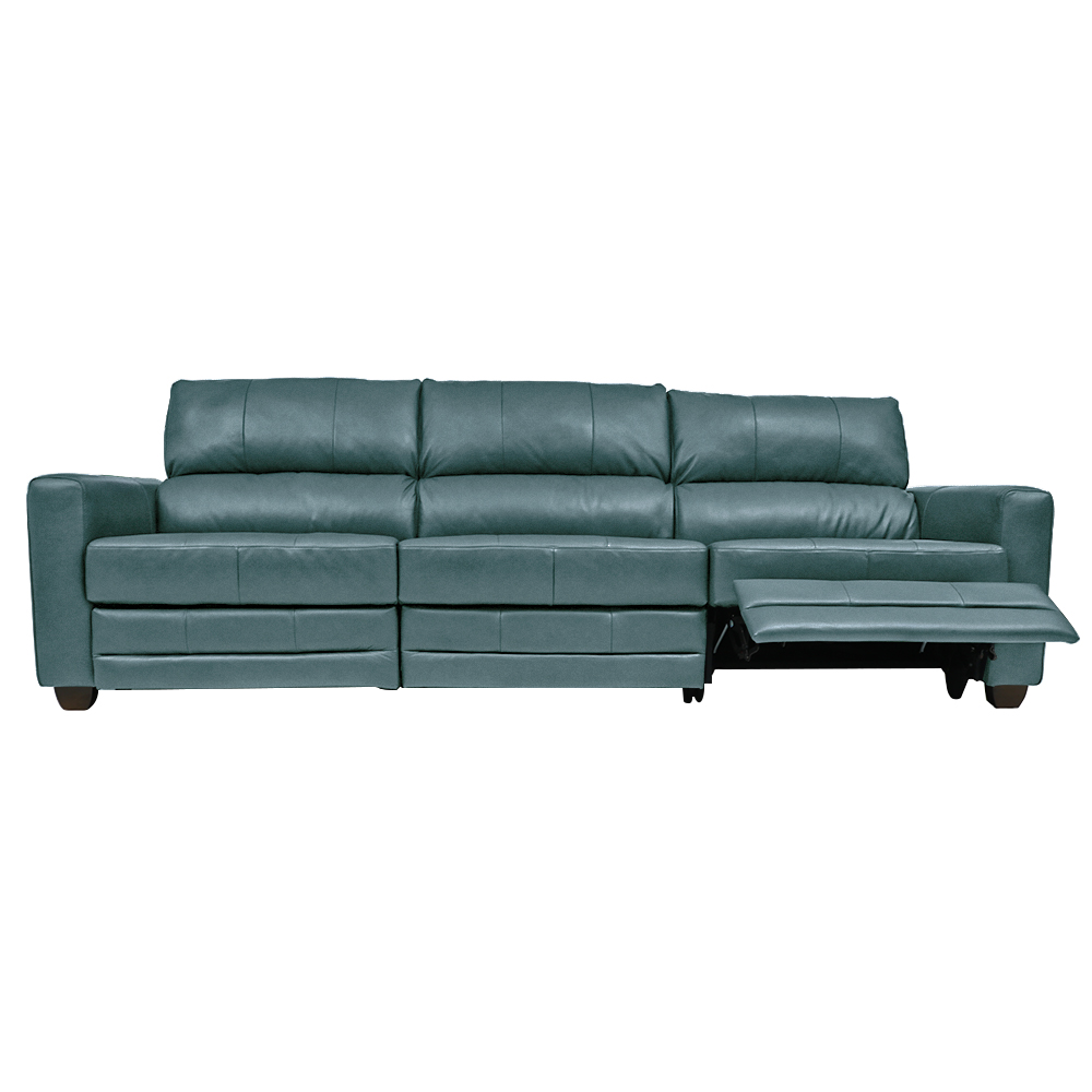 Sofá Sala de Cinema Elétrico Maldivas Reclinável Retrátil 4 Lugares 281cm Couro Azul Majestic G40 - Gran Belo