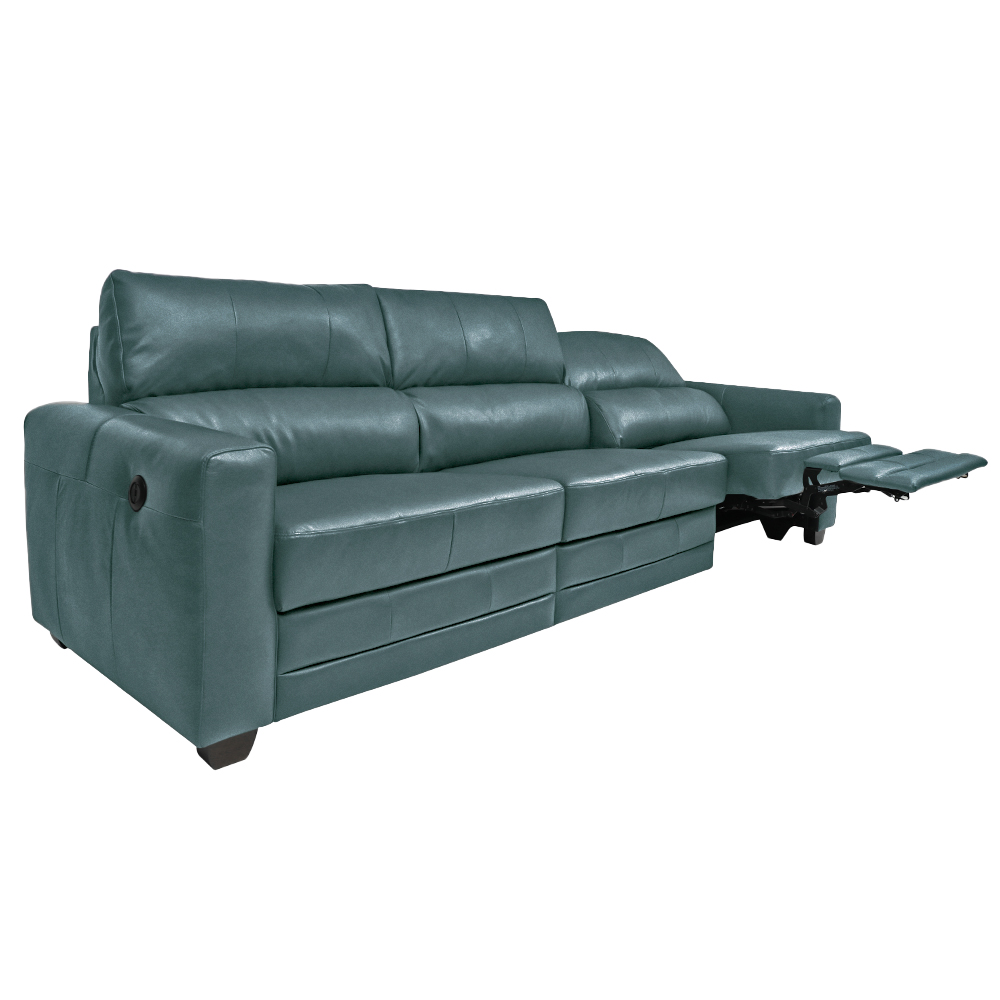 Sofá Sala de Cinema Elétrico Maldivas Reclinável Retrátil 4 Lugares 281cm Couro Azul Majestic G40 - Gran Belo