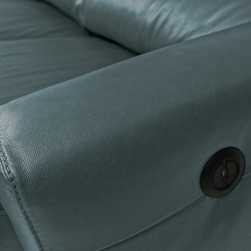 Sofá Sala de Cinema Elétrico Maldivas Reclinável Retrátil 4 Lugares 281cm Couro Azul Majestic G40 - Gran Belo