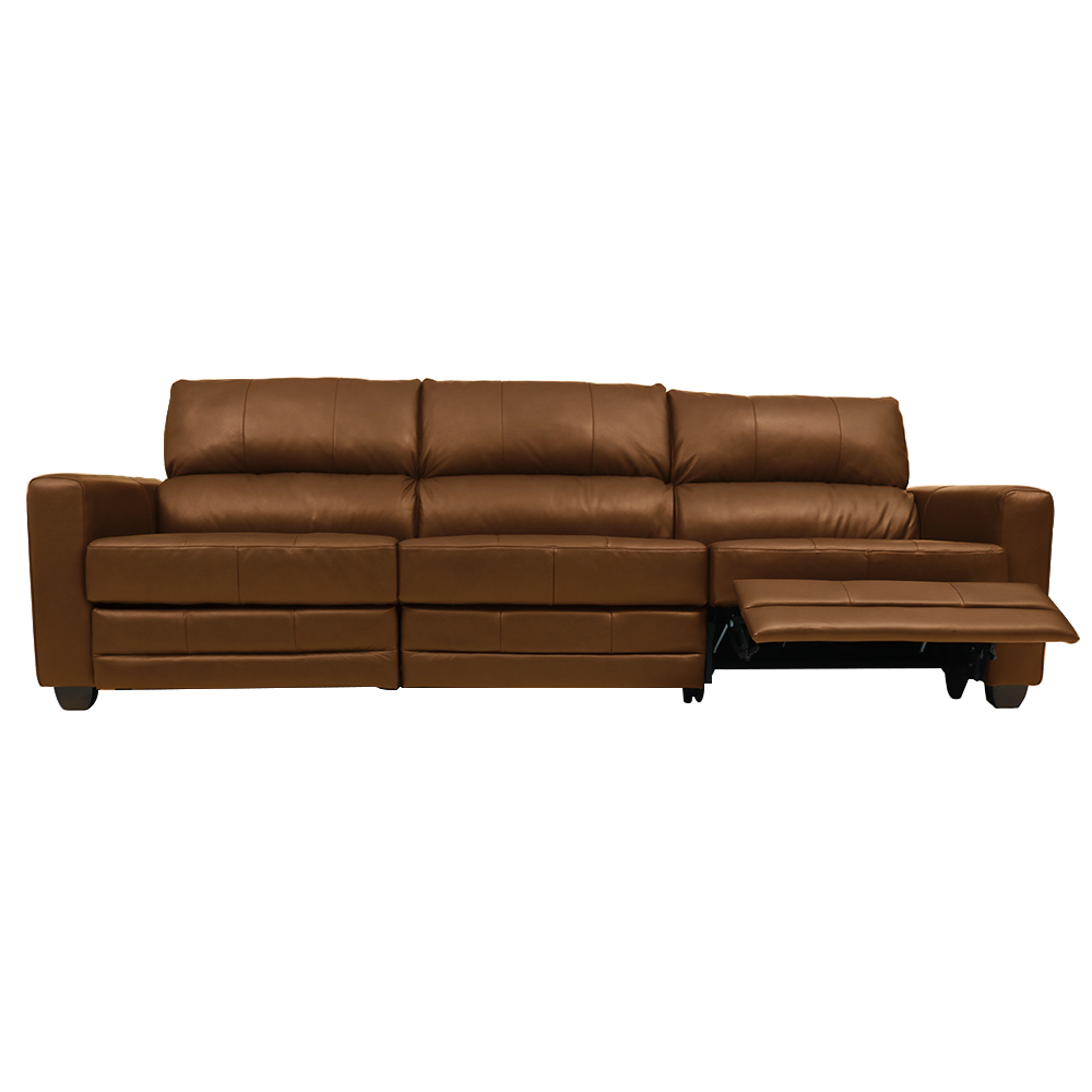 Sofá Sala de Cinema Elétrico Maldivas Reclinável Retrátil 4 Lugares 281cm Couro Caramelo Brilho G40 - Gran Belo