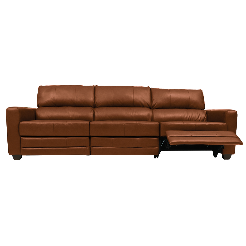 Sofá Sala de Cinema Elétrico Maldivas Reclinável Retrátil 4 Lugares 281cm Couro Conhaque Brilho G40 - Gran Belo