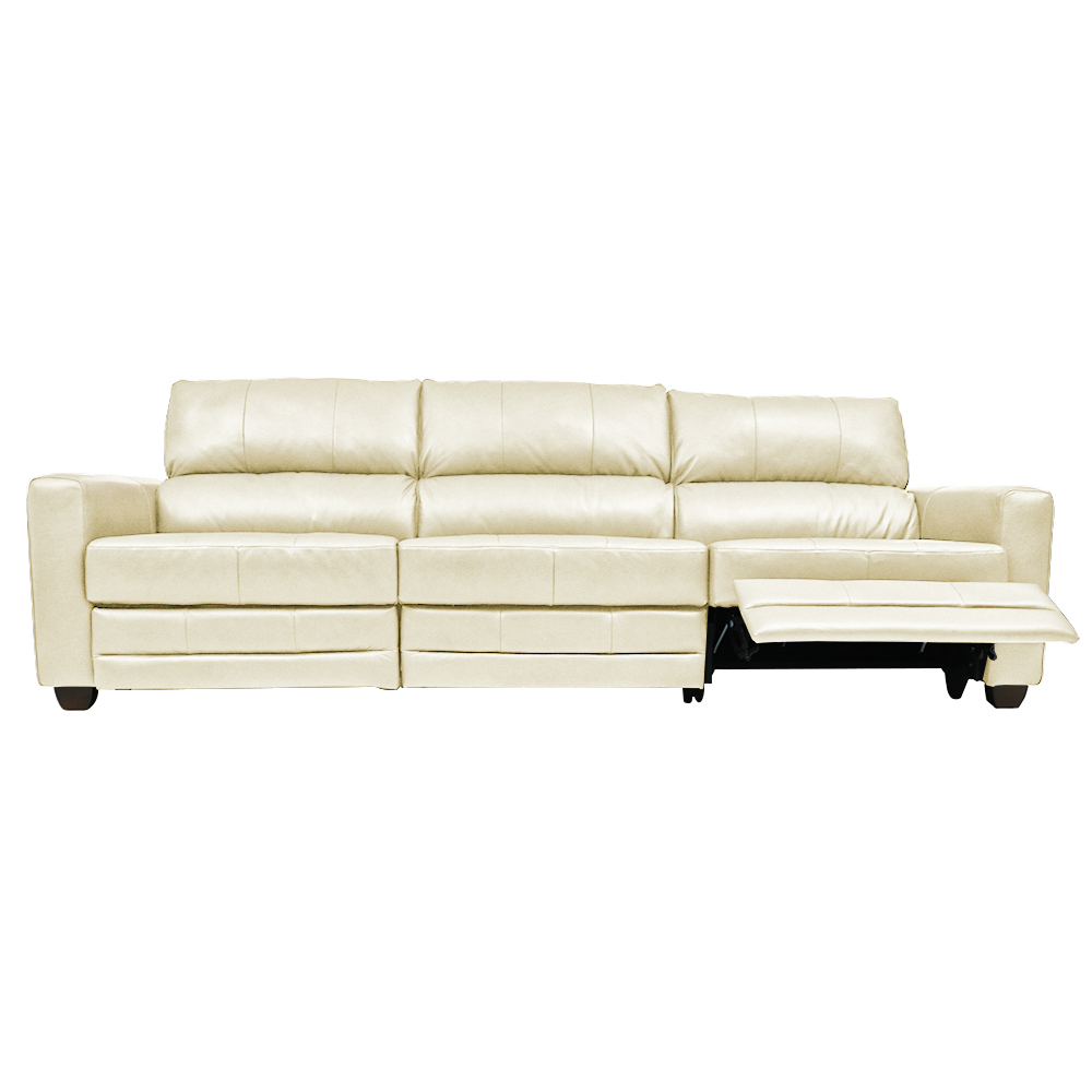 Sofá Sala de Cinema Elétrico Maldivas Reclinável Retrátil 4 Lugares 281cm Couro Off White G40 - Gran Belo